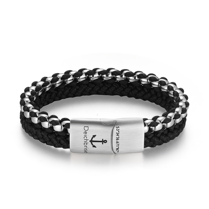 Armband Black Sand 2 (Multistrang) Stahl-Tau & Segeltau