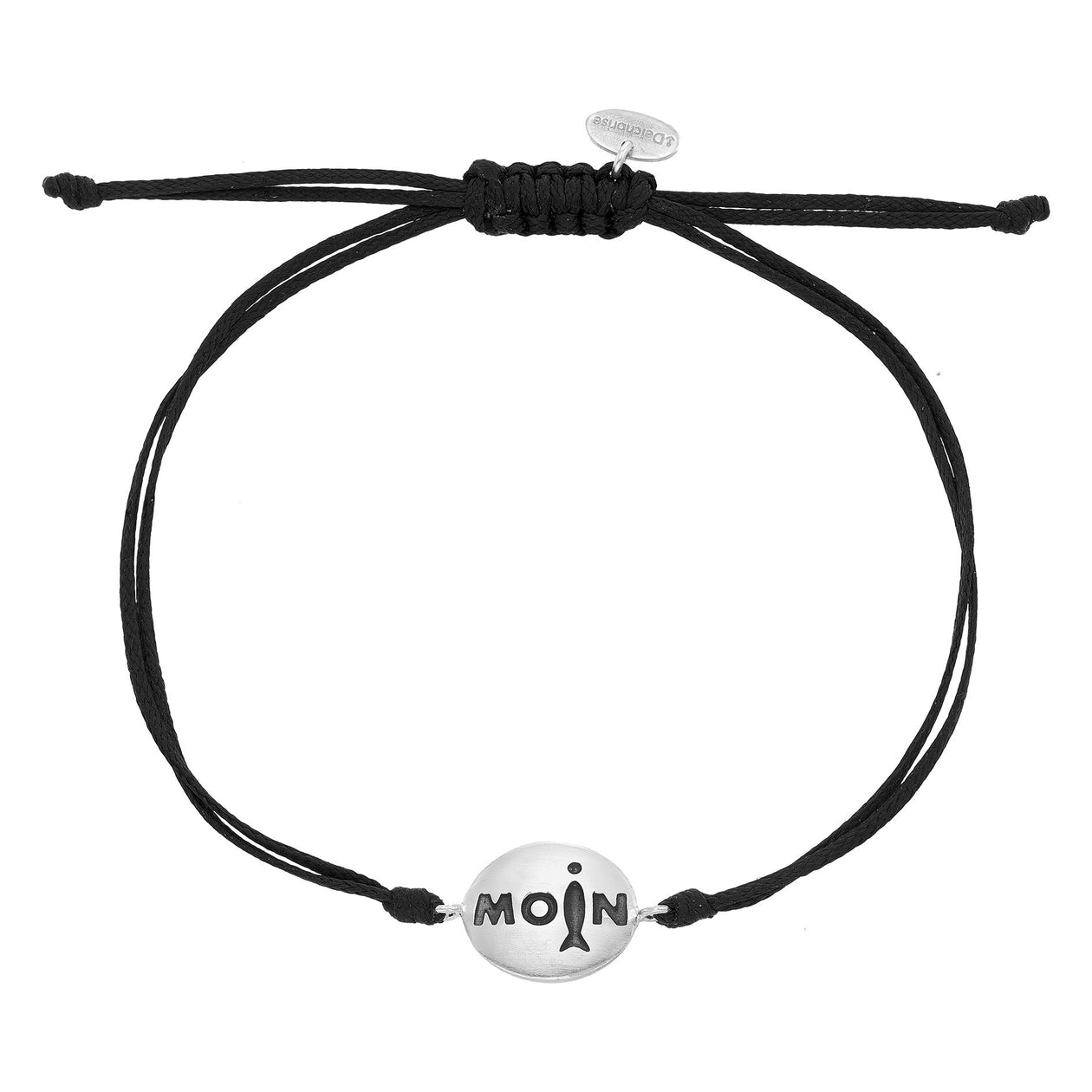 925er Silber-Armband "Moin" (schwarz) (Wachs-Cord)