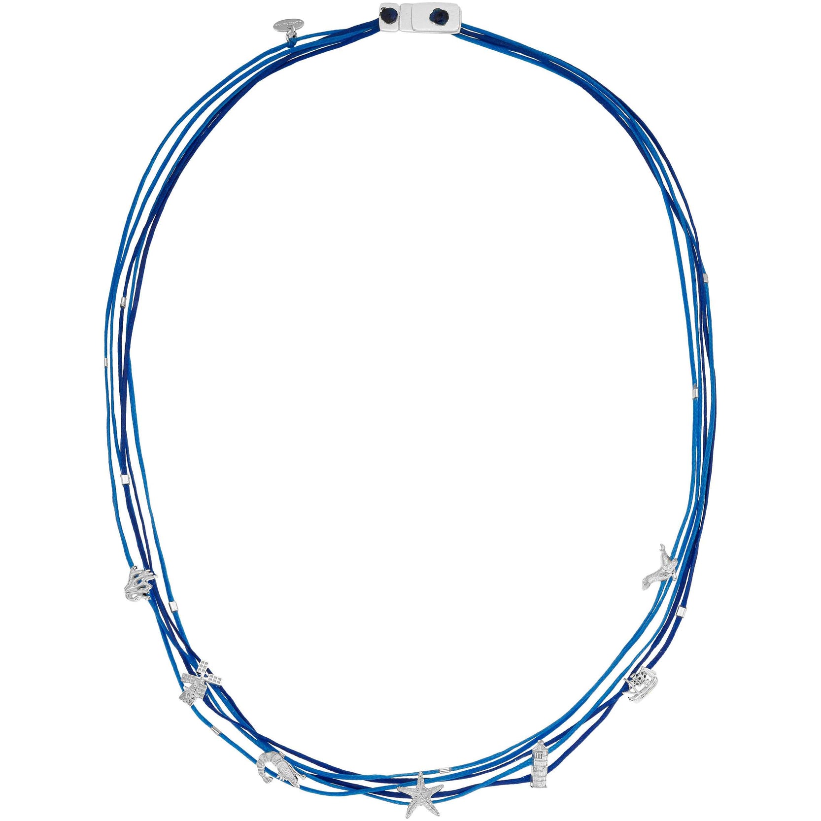 925er Silber Kette Ostfriesland (maritimblau) (Wachs-Cord)