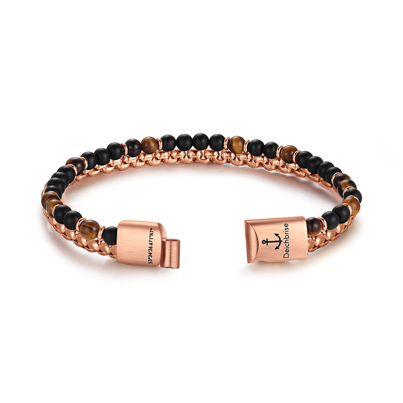 Armband Black Beach (Multistrang) Edelstahl, Onyx & Tiger-Eye (Küstengirls)