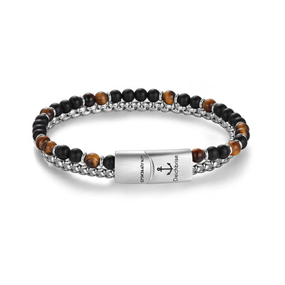 Armband Black Beach (Multistrang) Edelstahl, Onyx & Tiger-Eye (Küstengirls)