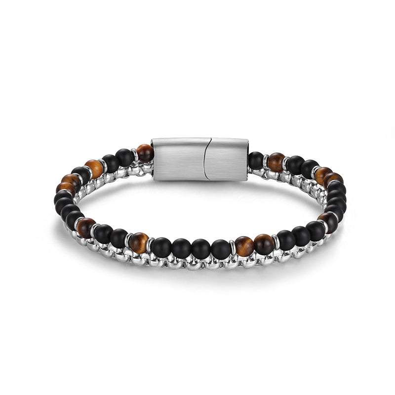 Armband Black Beach (Multistrang) Edelstahl, Onyx & Tiger-Eye (Küstengirls)