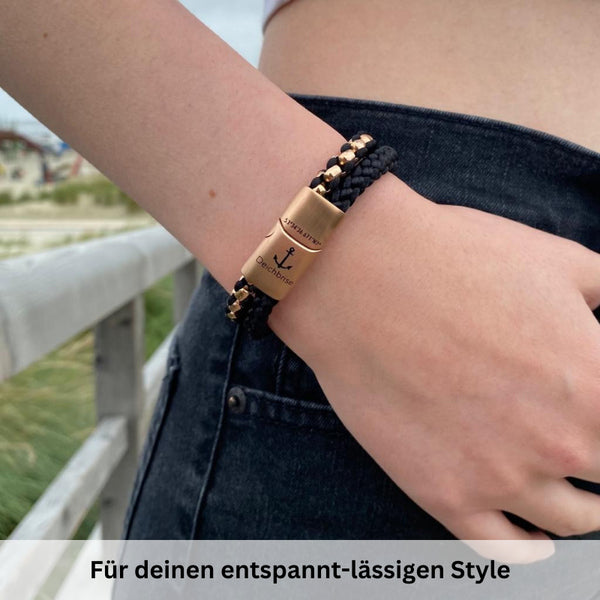 Armband Black Sand 2 (Multistrang) Stahl-Tau & Segeltau