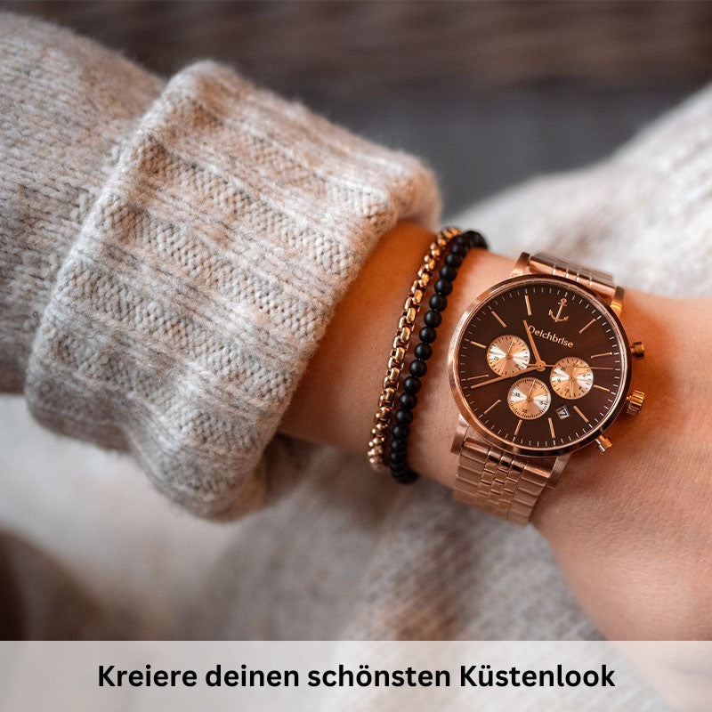 Armband Black Sand (Multistrang) Edelstahl & Onyx