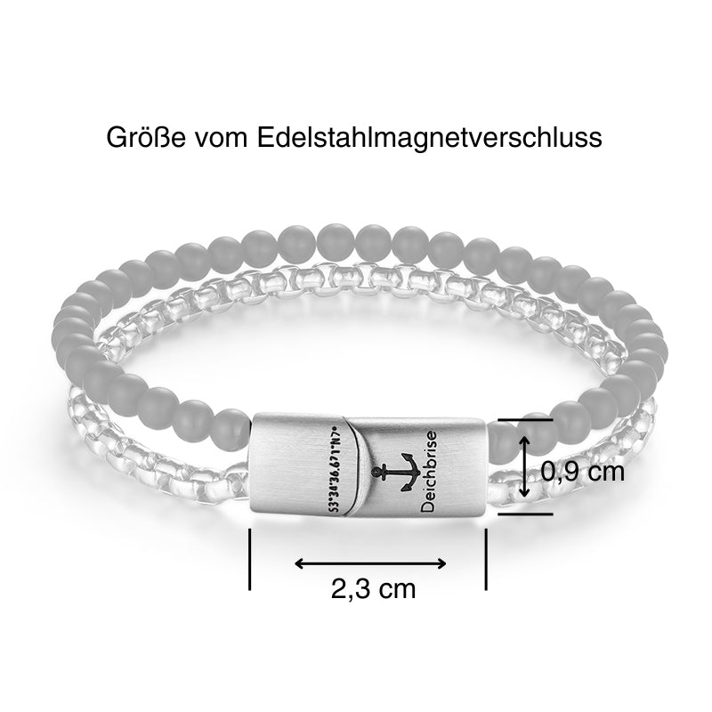 Armband Black Sand (Multistrang) Edelstahl & Onyx