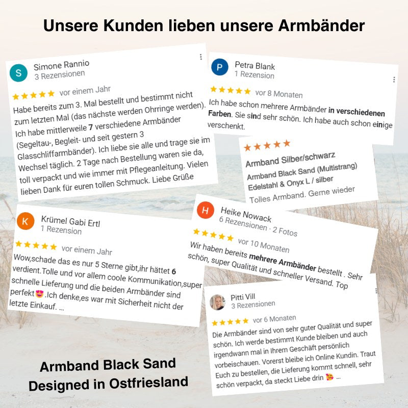 Armband Black Sand (Multistrang) Edelstahl & Onyx