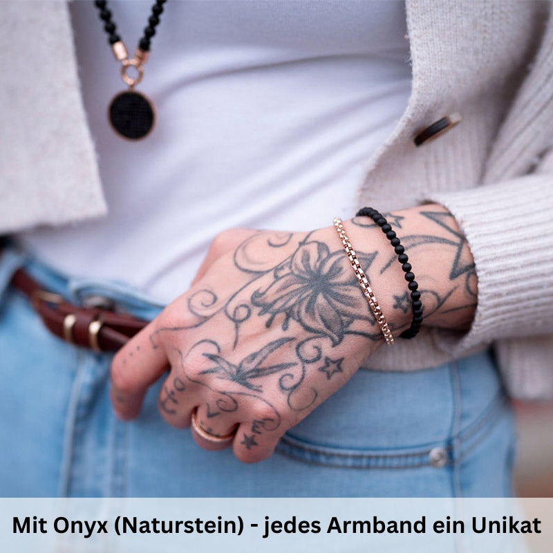 Armband Black Sand (Multistrang) Edelstahl & Onyx