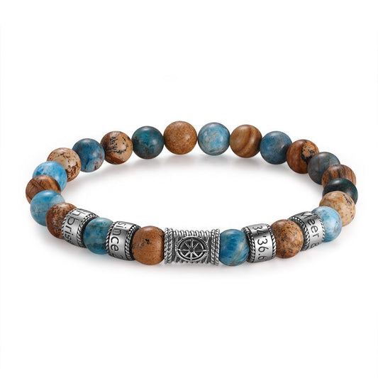 Armband Cala Mendia Edelstahl, Picture Jasper & Apatit