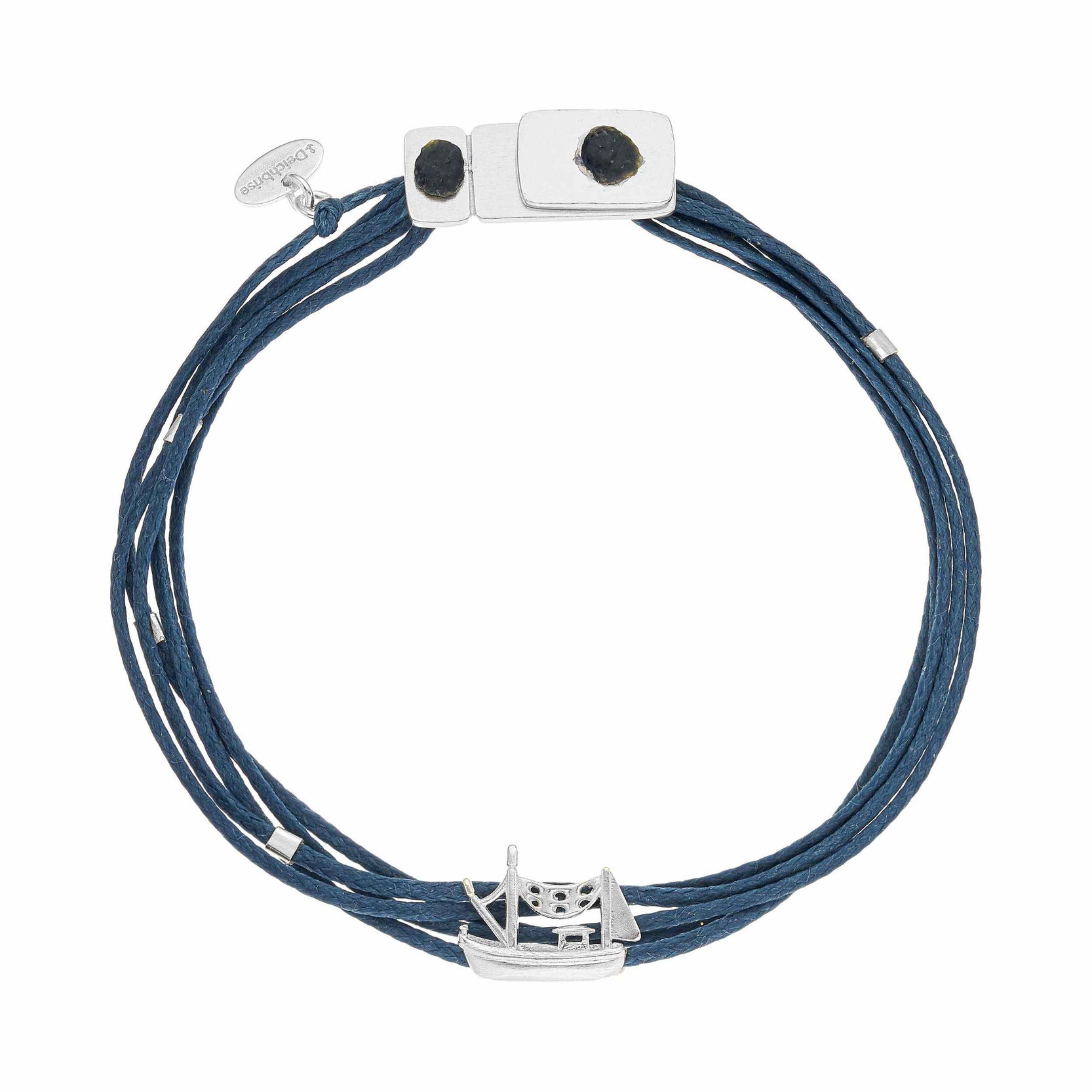 925er Silber-Armband "Kutter" (nebelblau) (Wachs-Cord)