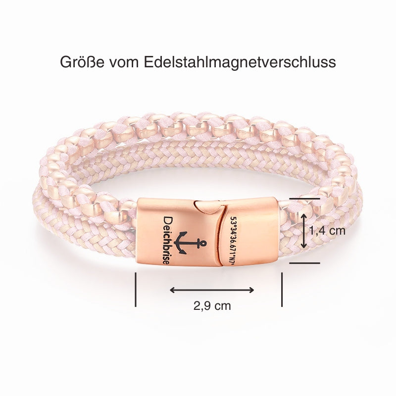Armband Laura auf Fehmarn (Multistrang) Stahl-Tau & Segeltau