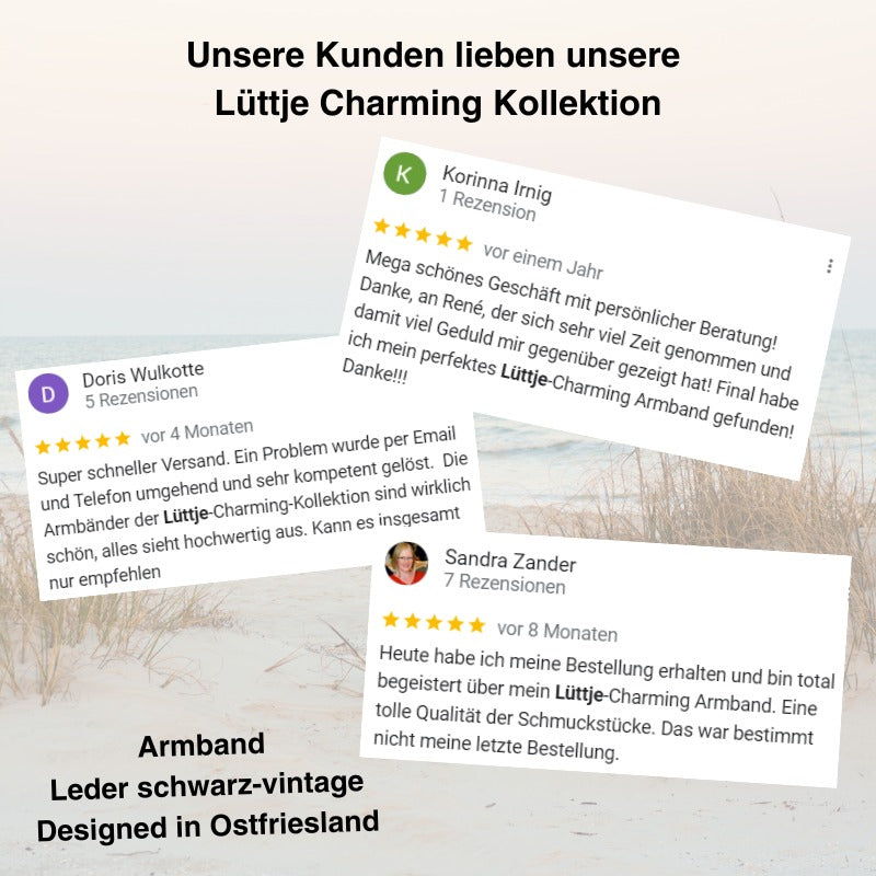 Armband Leder schwarz-vintage (Lüttje-Charming)