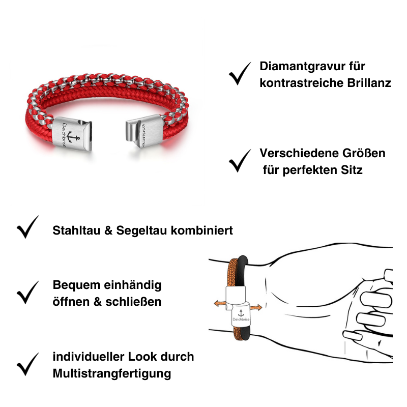 Armband Nebellicht (Multistrang) Stahl-Tau & Segeltau