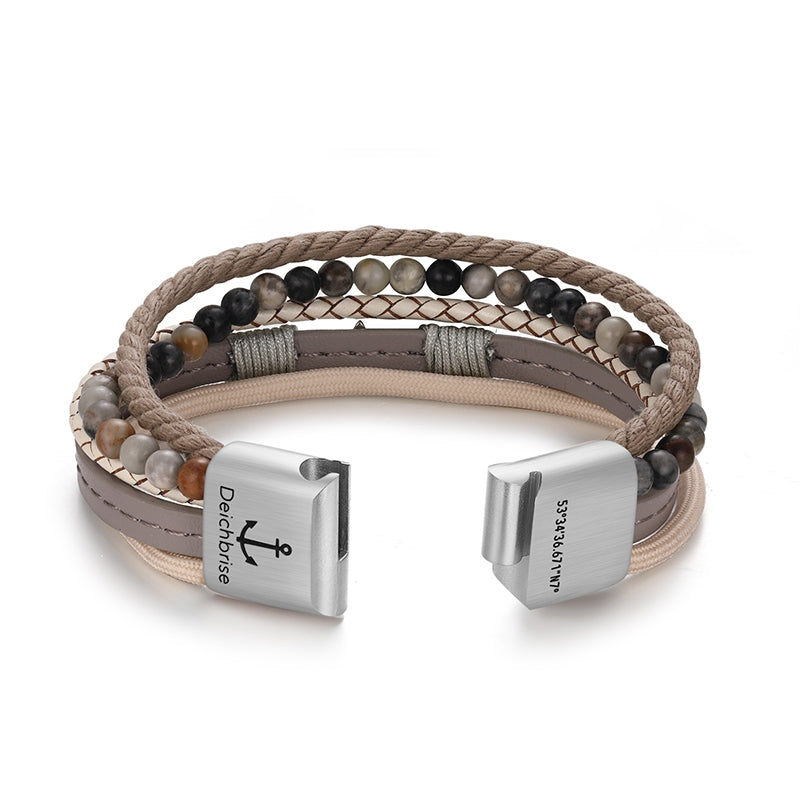 Armband Papierschiffchen (Multistrang) mit Segelseil, Leder & Picasso