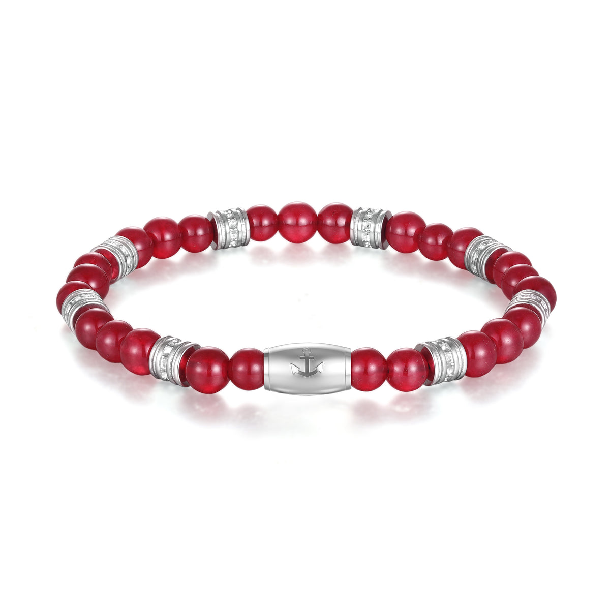 Armband Red Bay Edelstahl & Rote Jade