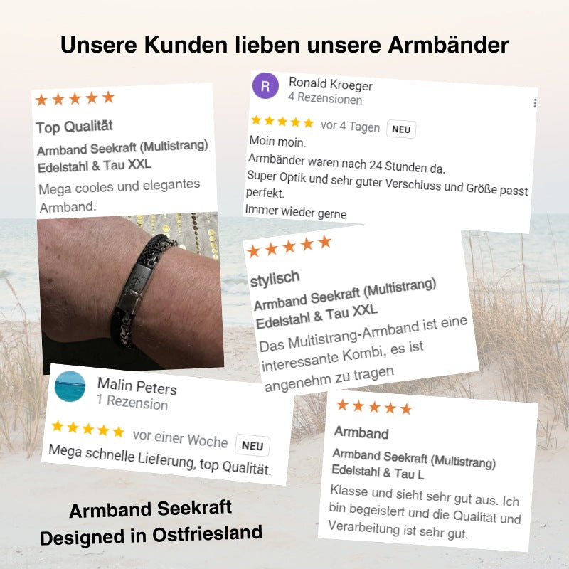 Armband Seekraft (Multistrang) Edelstahl & Tau