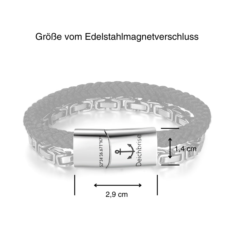 Armband Seekraft (Multistrang) Edelstahl & Tau