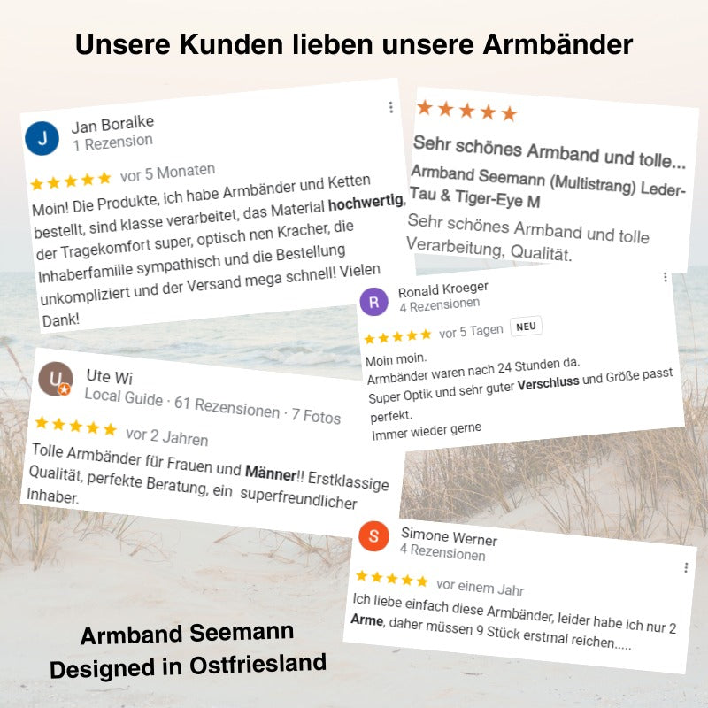 Armband Seemann (Multistrang) Leder-Tau & Tiger-Eye