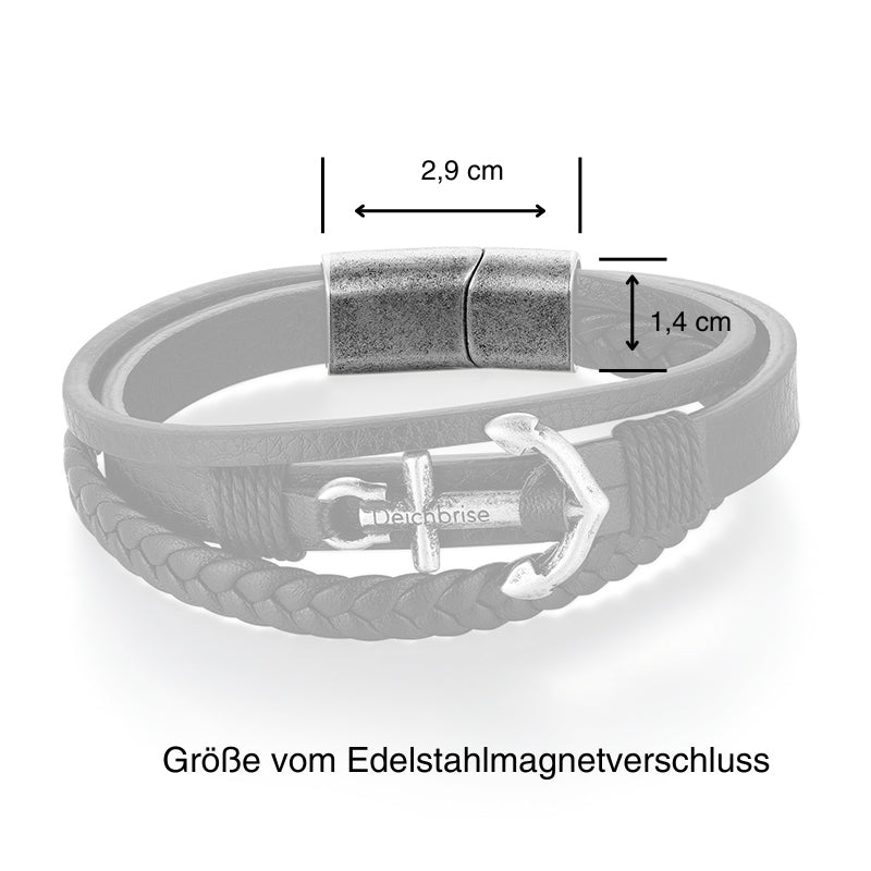 Armband Steuerbord (Multistrang) Leder mit Edelstahl-Anker