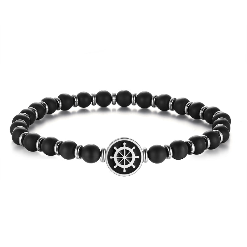 Armband Steuerrad aus Onyx & Edelstahl