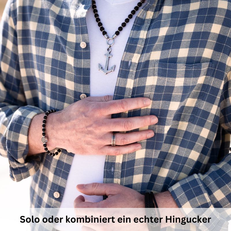 Armband Steuerrad aus Onyx & Edelstahl