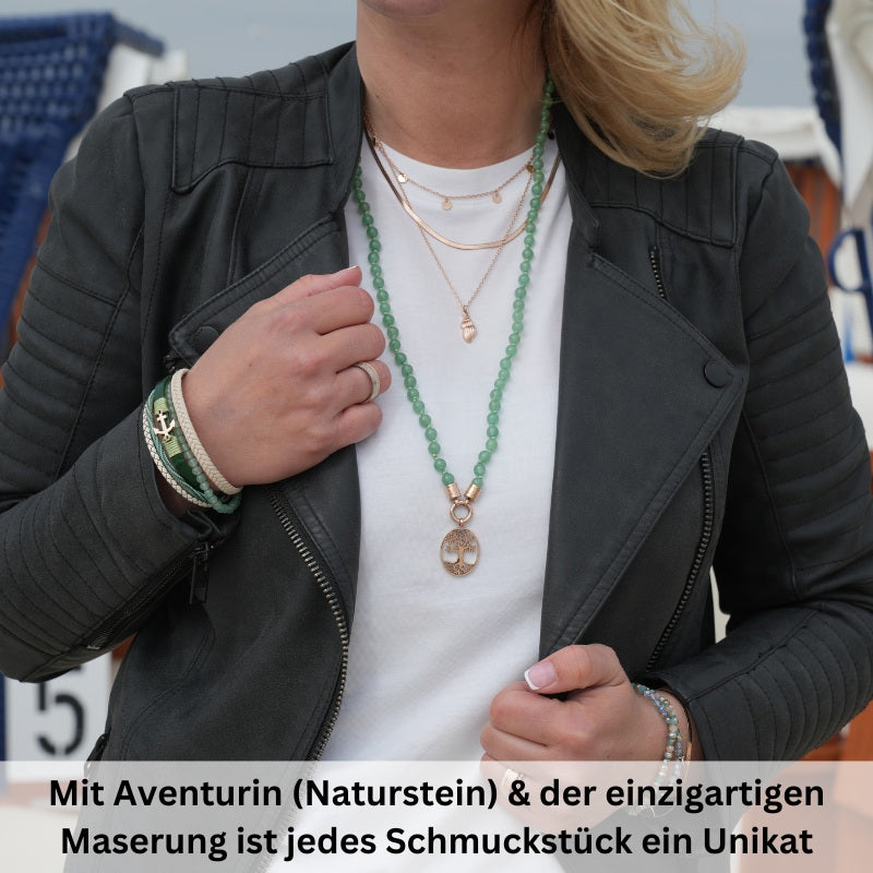 Armband Anker (Multistrang) mit Segelseil, Leder & Aventurin