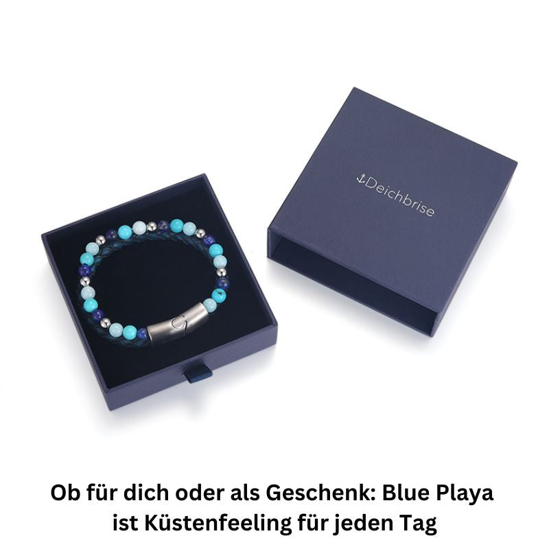 Armband Blue Playa (Multistrang) Vintage-Leder, Turquoise, Amazonit Jade & Lapis Lazuli