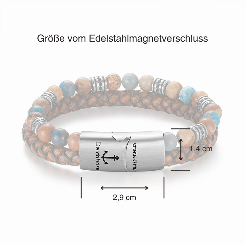 Armband Cala Mendia (Multistrang) Leder, Picture Jasper & Apatit