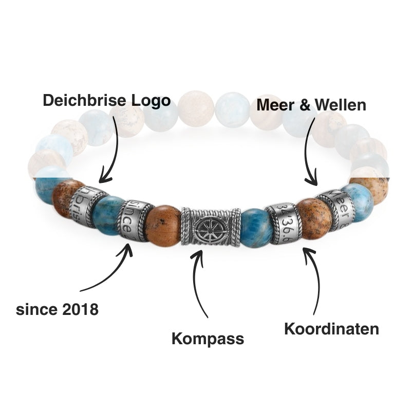 Armband Cala Mendia Edelstahl, Picture Jasper & Apatit