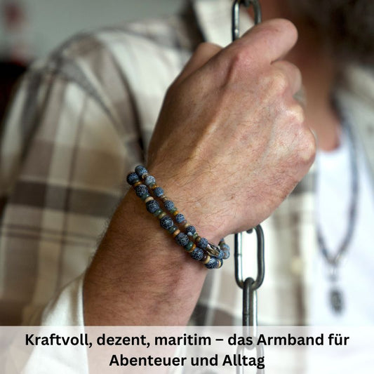 Armband Dünenschlick mit Picture Jasper, Weathered Stone, India Onyx