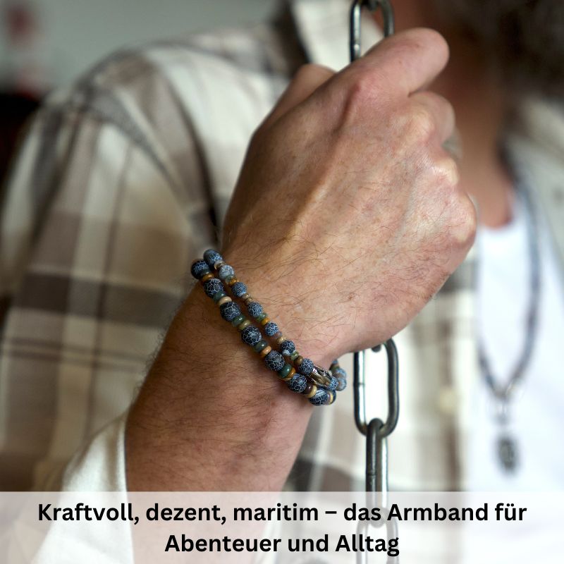 Armband Dünenschlick mit Picture Jasper, Weathered Stone, India Onyx