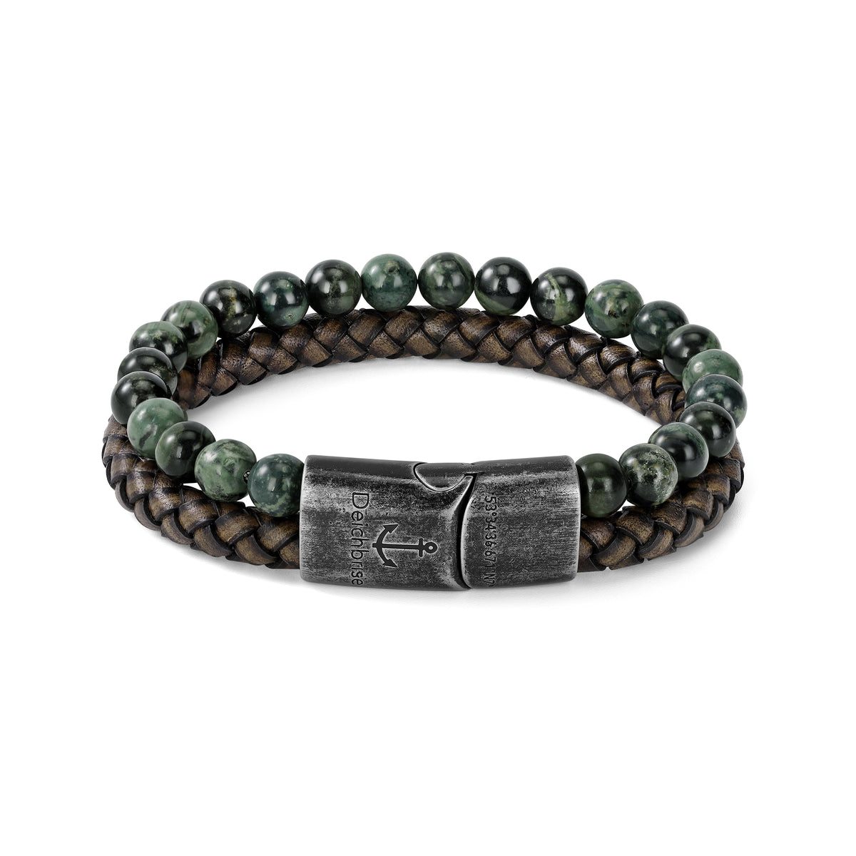 Armband Meerbrise (Multistrang) Leder & Kambaba Jasper