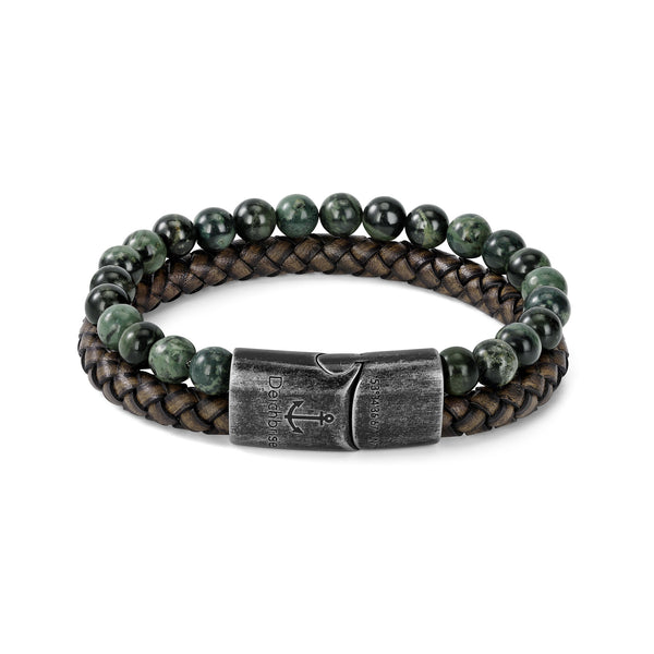 Armband Meerbrise (Multistrang) Leder & Kambaba Jasper