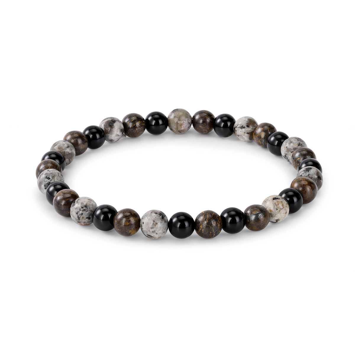 Armband Meerbrise aus Onyx, Bronzit & Feuerstein