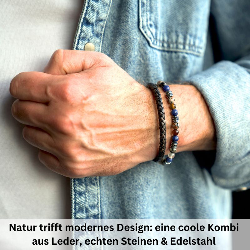 Armband Meereswellen (Multistrang) Achat, Feuerstein & Sodalith