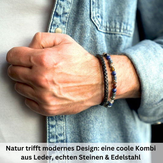 Armband Meereswellen (Multistrang) Achat, Feuerstein & Sodalith