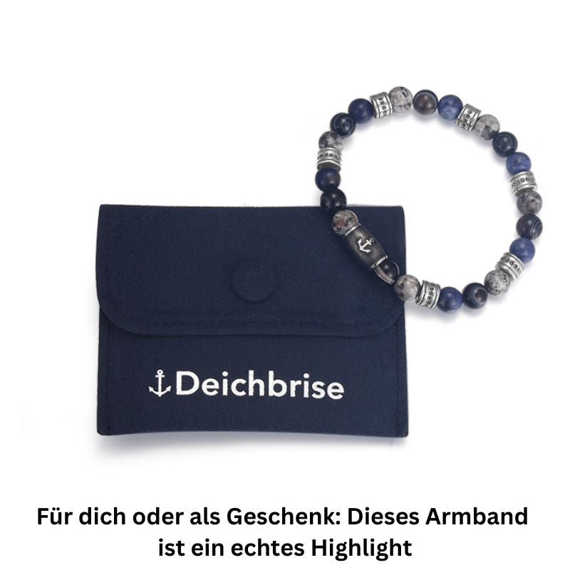 Armband Meereswellen mit Achat, Feuerstein, Sodalith & Edelstahl