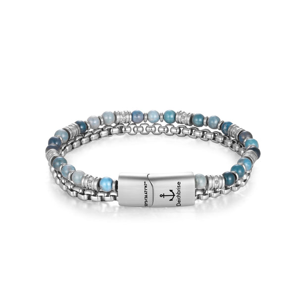 Armband Ocean Line (Multistrang) Blauer Apatit & Edelstahl