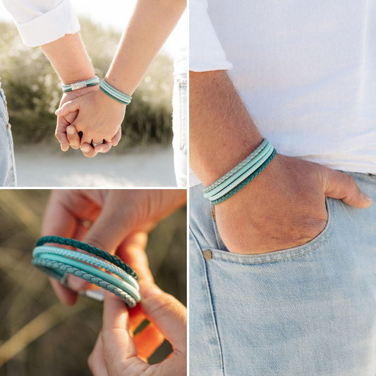 Leder & Segelseil Armband Ocean Mint (Multistrang)