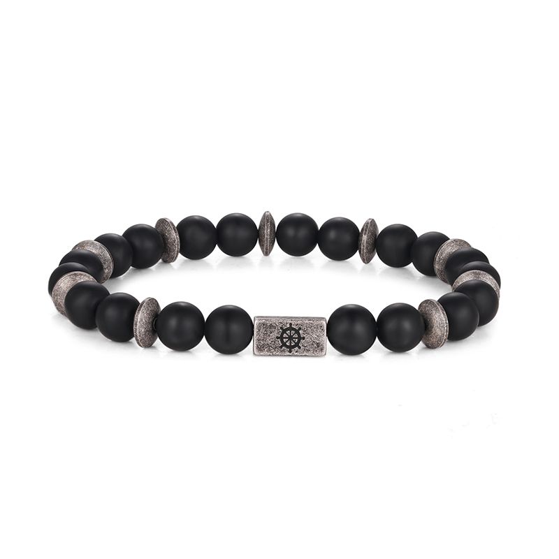 Armband Paguera (Onyx-Edelstahl-Steuerrad-Bead)