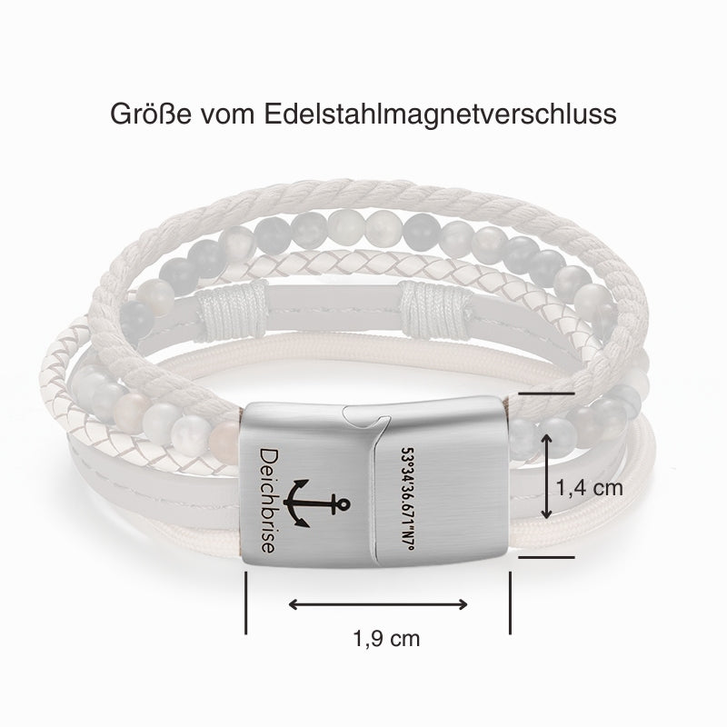 Armband Papierschiffchen (Multistrang) mit Segelseil, Leder & Picasso