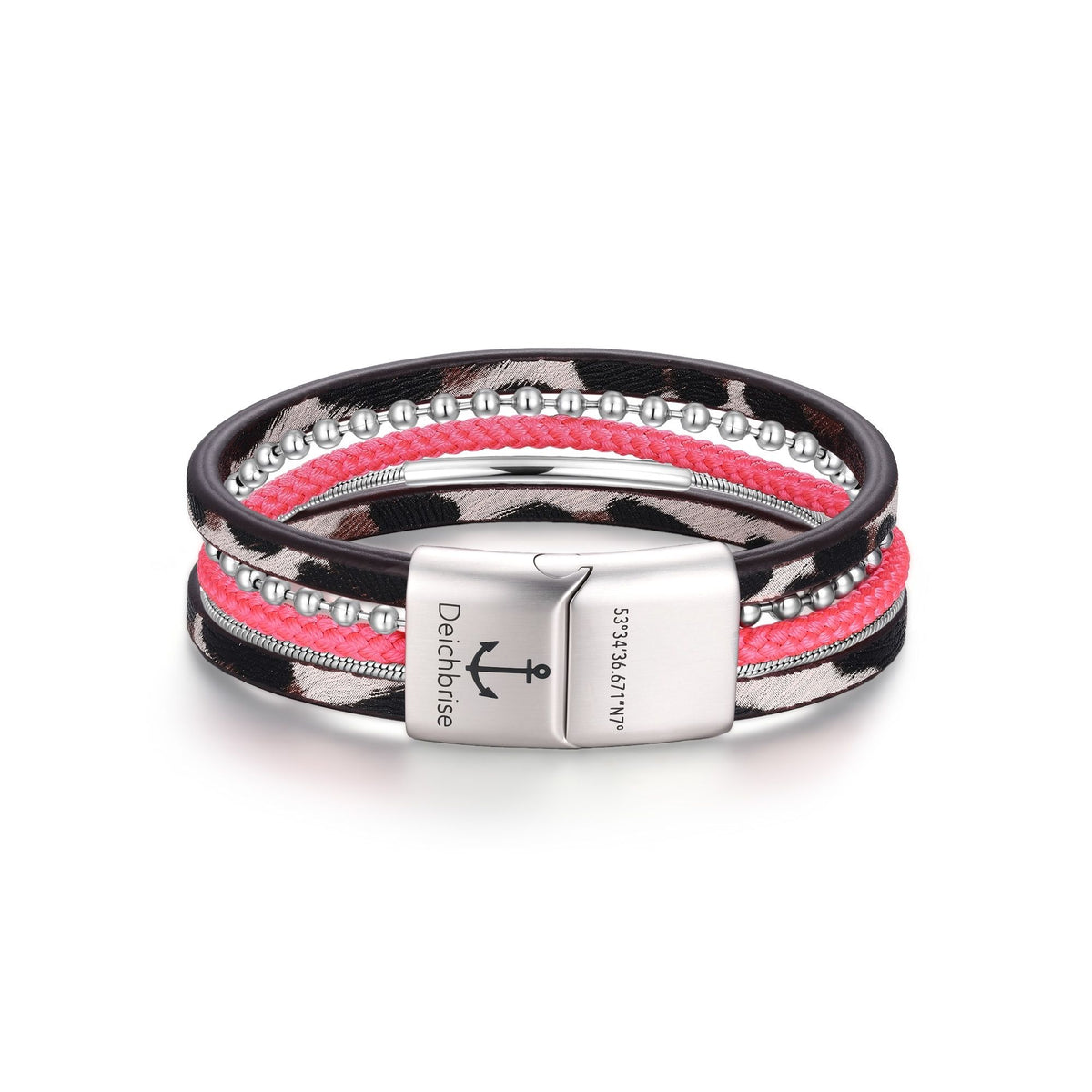 Armband Wild Edition Glam Leo (Multistrang) Leder, Edelstahl & Segelseil