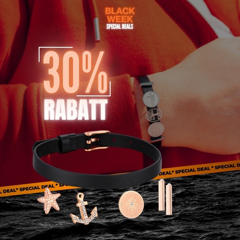 Lüttje-Charming Bundle Veggie Leder schwarz inkl. 3 Charms & Stopper