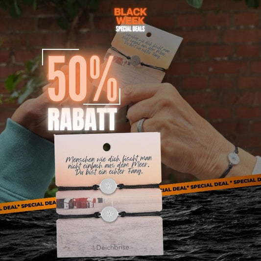 Freundschaftsarmbänder Kompass (2 Stück) aus Wachs-Seil & Edelstahl