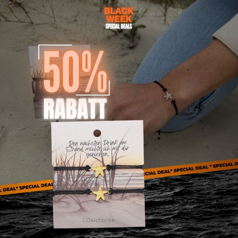 Freundschaftsarmbänder Seestern (2 Stück) aus Wachs-Seil & Edelstahl