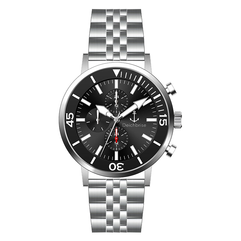 Chronograph Seegang (Herren) 45mm silber-schwarz