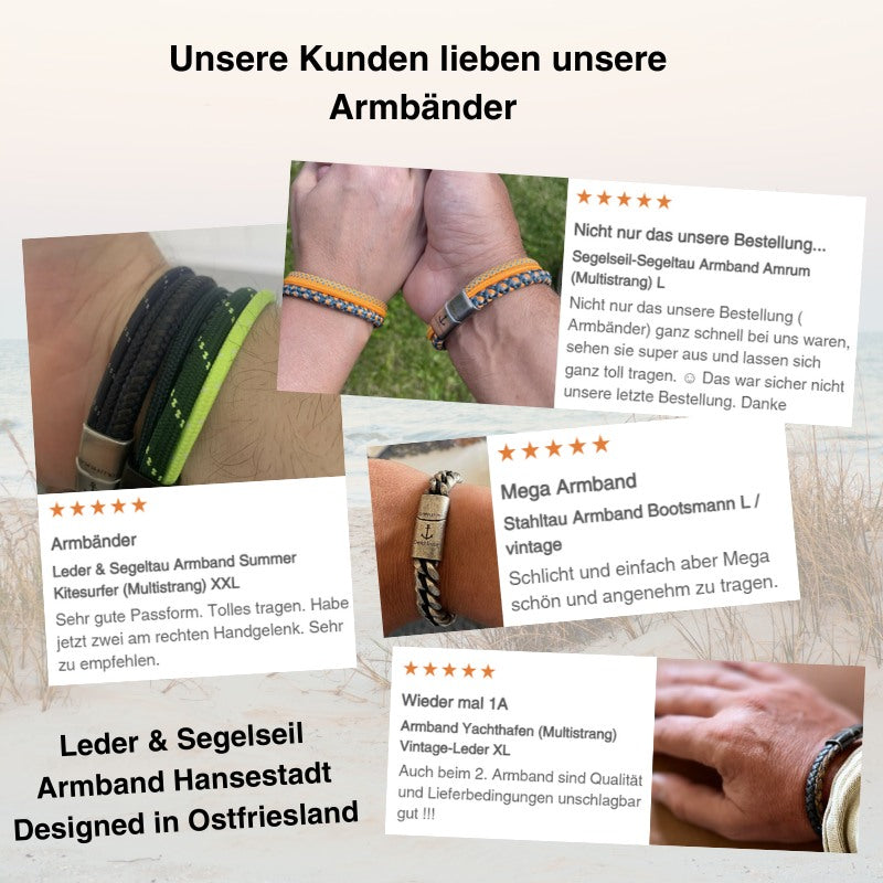 Leder & Segelseil Armband Hansestadt (Multistrang)