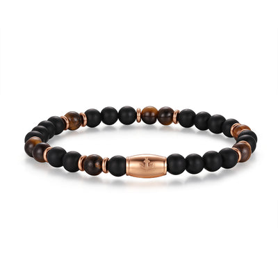 Armband Black Beach Onyx, Tiger-Eye, Edelstahl
