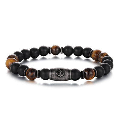 Armband Black Beach Onyx, Tiger-Eye, Edelstahl