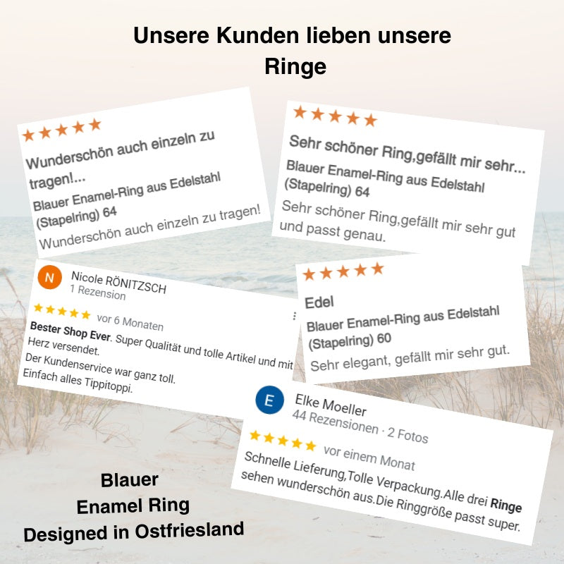 Blauer Enamel-Ring aus Edelstahl (Stapelring)