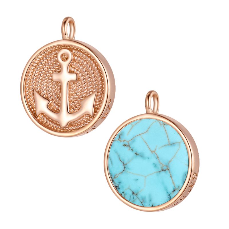 Kettenanhänger Blue Playa aus Edelstahl & Turquoise (beidseitig tragbar)